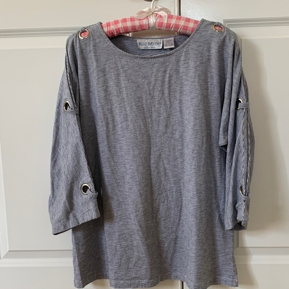 Bleu Bayou Striped Top with Grommet Accents - Picture 1 of 7